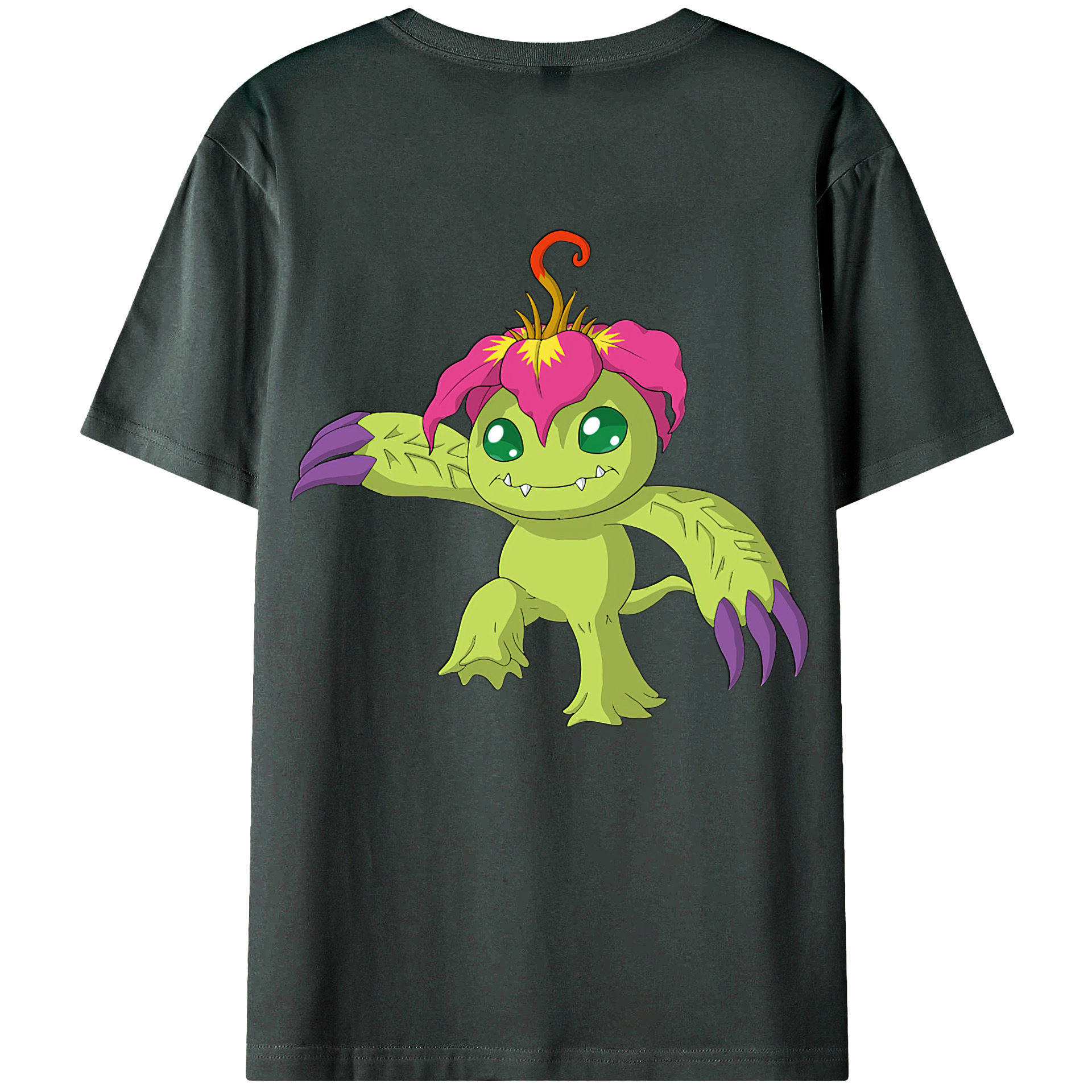 （画像用） Digimon デジタルモンスター/デジモン 綿100％ メンズ半袖Tシャツ（バックプリント） 通気性